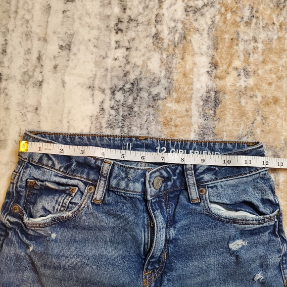 GAP Kid's Girl's Blue Jeans distressed Girlfriend fit - Size 12 adjustable waist - Picture 12 of 12